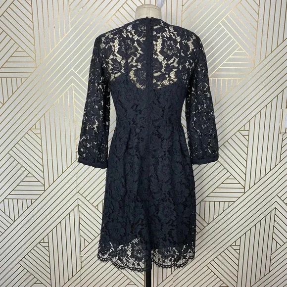 Anthropologie Mare Mare Persephone Dress 3/4 Sleeve Lace Black Size Small Petite - Picture 8 of 12